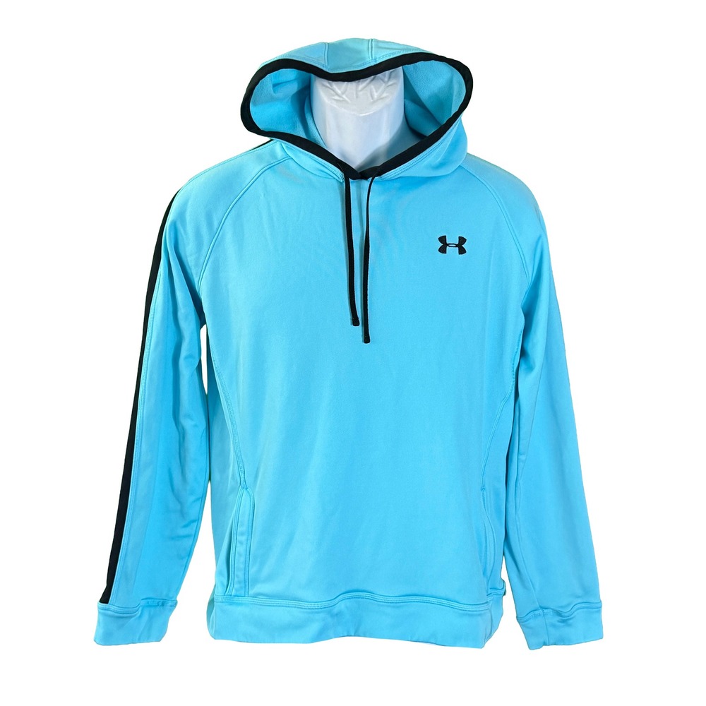 Under Armour Hoodie Womens LG Blue Storm Fleece Pullover Athletic Sweatshirt